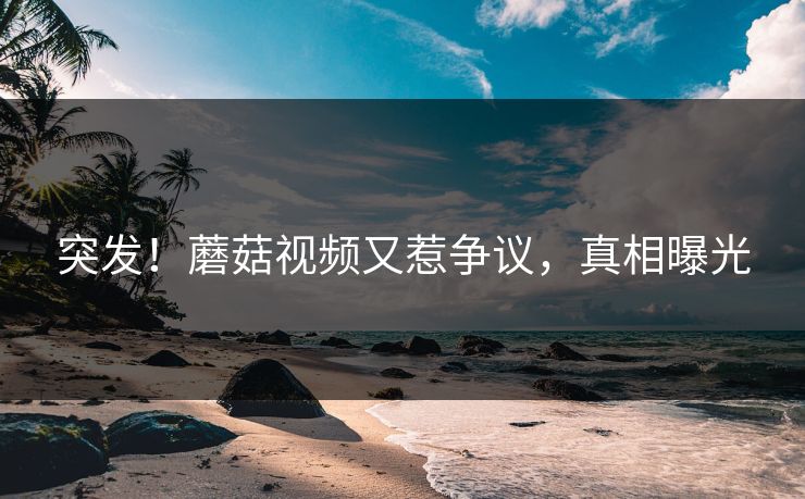 突发！蘑菇视频又惹争议，真相曝光