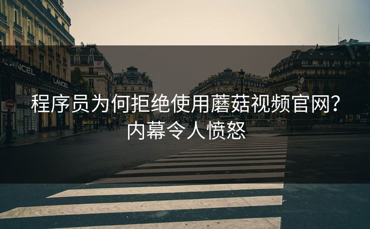 程序员为何拒绝使用蘑菇视频官网？内幕令人愤怒
