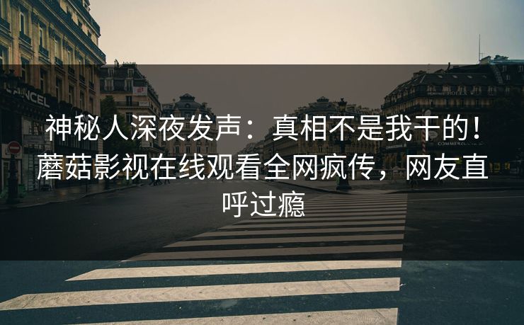 神秘人深夜发声：真相不是我干的！蘑菇影视在线观看全网疯传，网友直呼过瘾