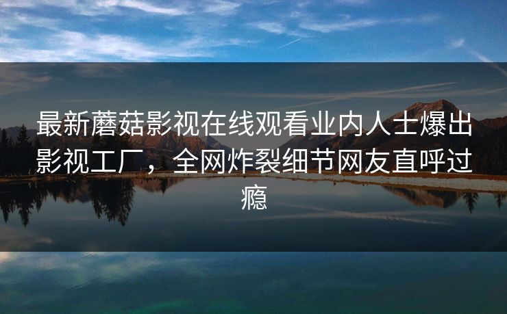 最新蘑菇影视在线观看业内人士爆出影视工厂，全网炸裂细节网友直呼过瘾