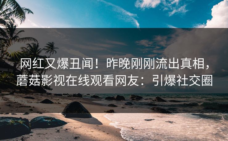 网红又爆丑闻！昨晚刚刚流出真相，蘑菇影视在线观看网友：引爆社交圈