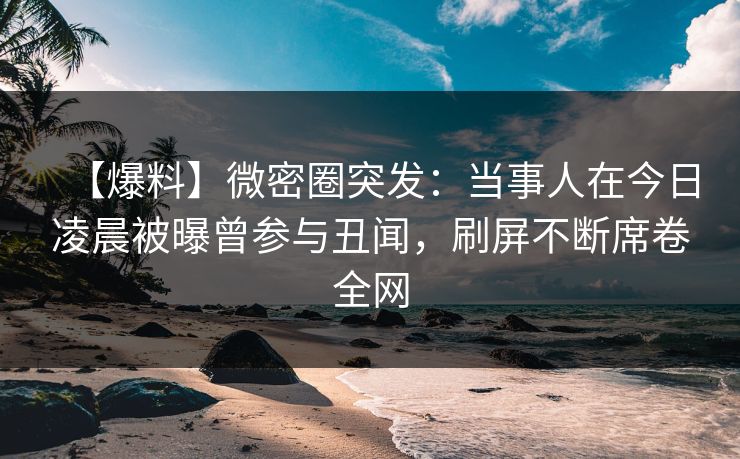 【爆料】微密圈突发：当事人在今日凌晨被曝曾参与丑闻，刷屏不断席卷全网