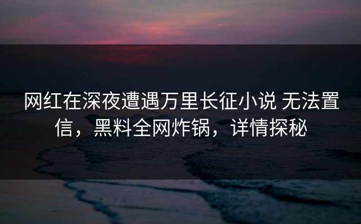 网红在深夜遭遇万里长征小说 无法置信，黑料全网炸锅，详情探秘